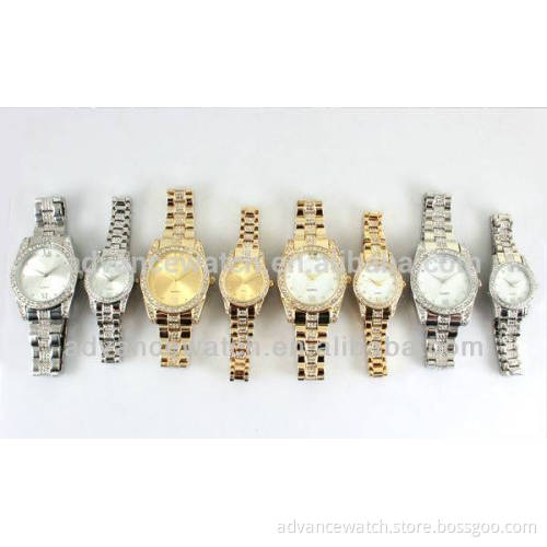 New Fashion Women Men Quartz Stainless Steel Watch Rhinestones Couple Wrist Watches Lovers Watches